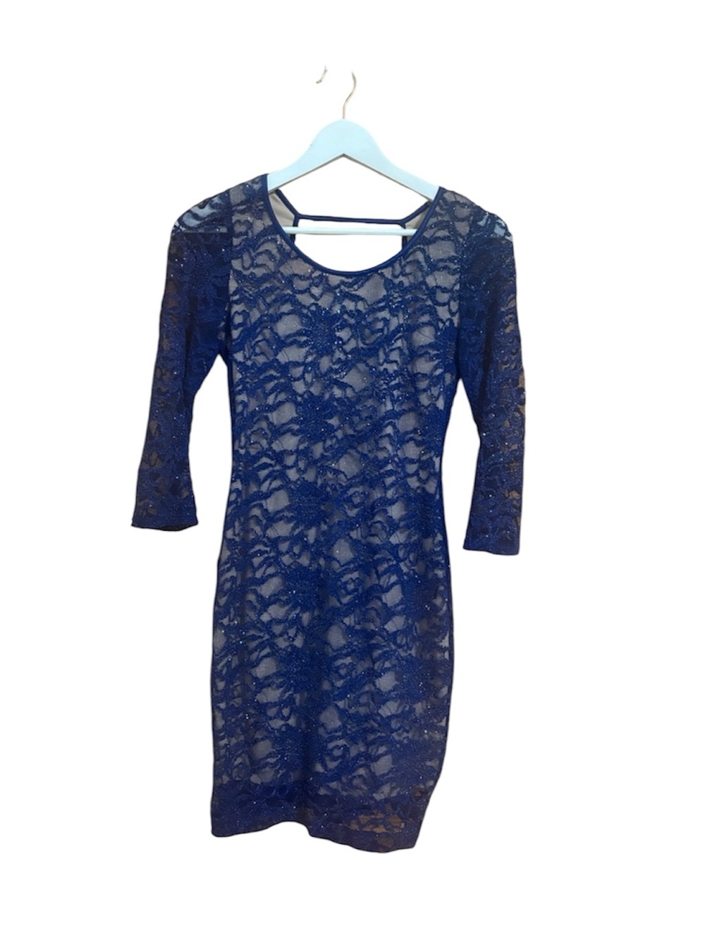 Nordstrom Emerald Sundae Small Blue Glitter Open-Back Vintage Y2K Mini Dress